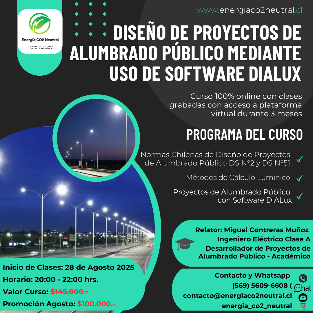 1.- Programa Curso Proyectos de Alumbrado Público mediante Uso de Software Dialux 1.- Programa Curso Proyectos de Alumbrado Público mediante Uso de Software Dialux