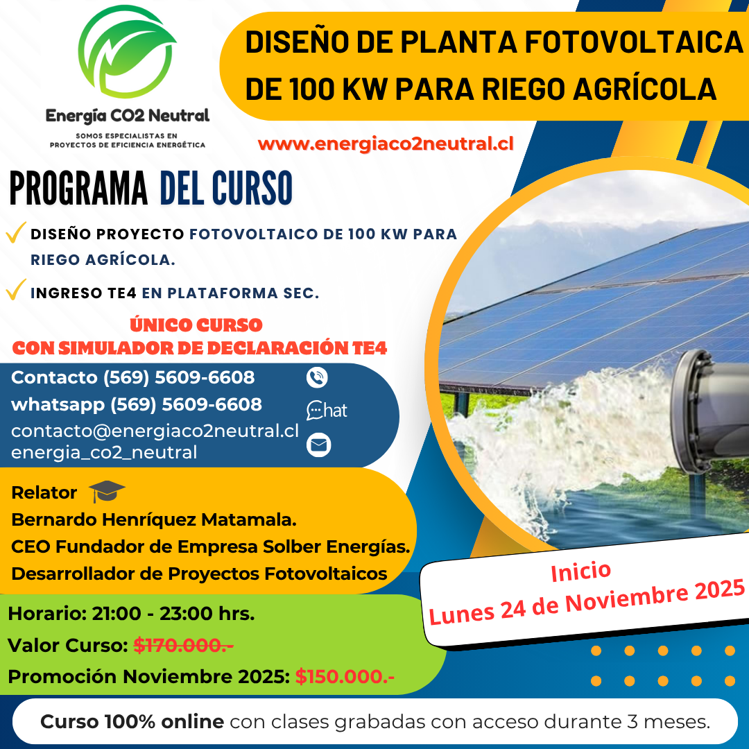 3.- Imagen Curso Diseño de Planta Fotovoltaica de 100 kW para Riego Agrícola